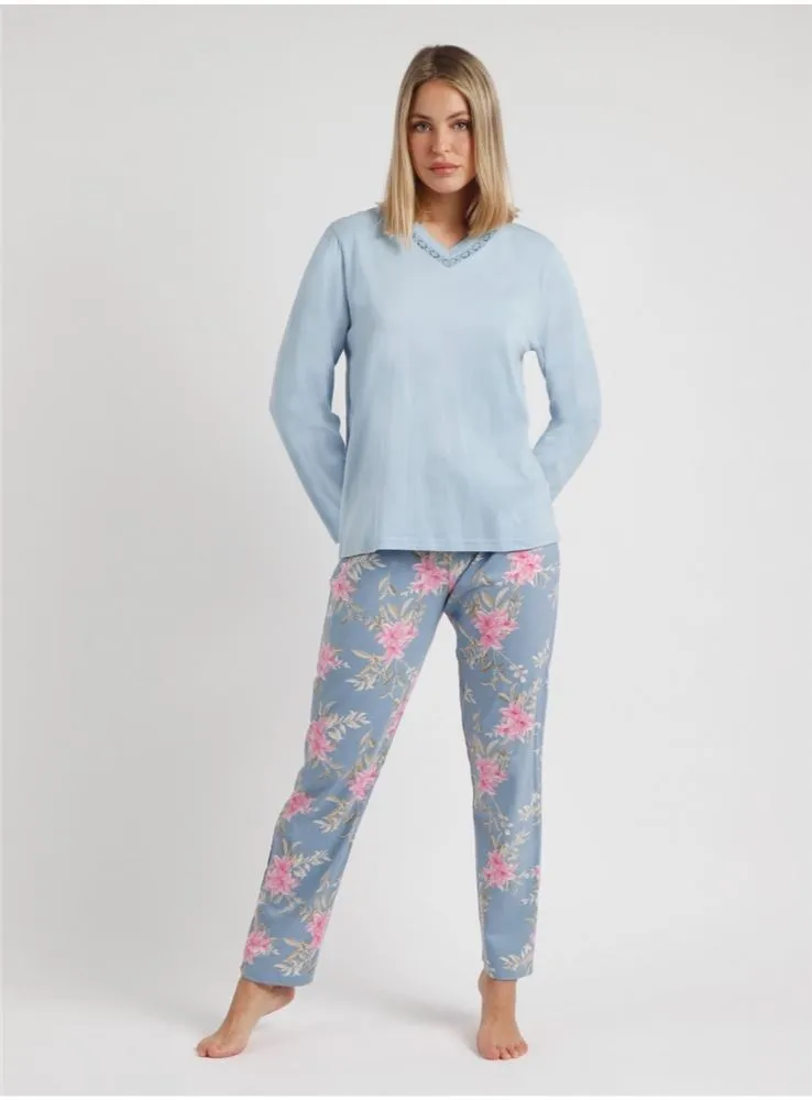 602290 PIJAMA PINK & BLUE FLOWERS