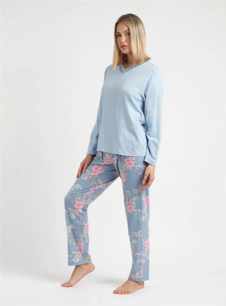 602290 PIJAMA PINK & BLUE FLOWERS