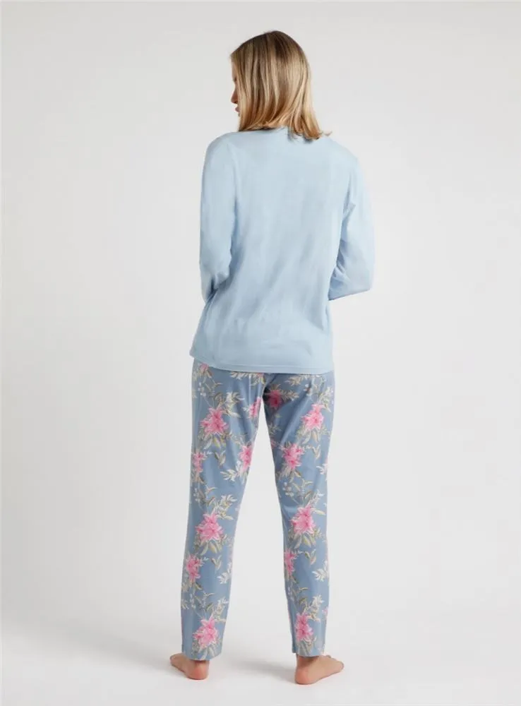 602290 PIJAMA PINK & BLUE FLOWERS
