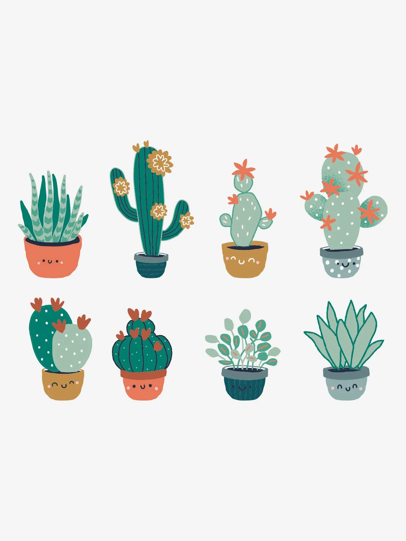 8 adhesivos grandes Cactus