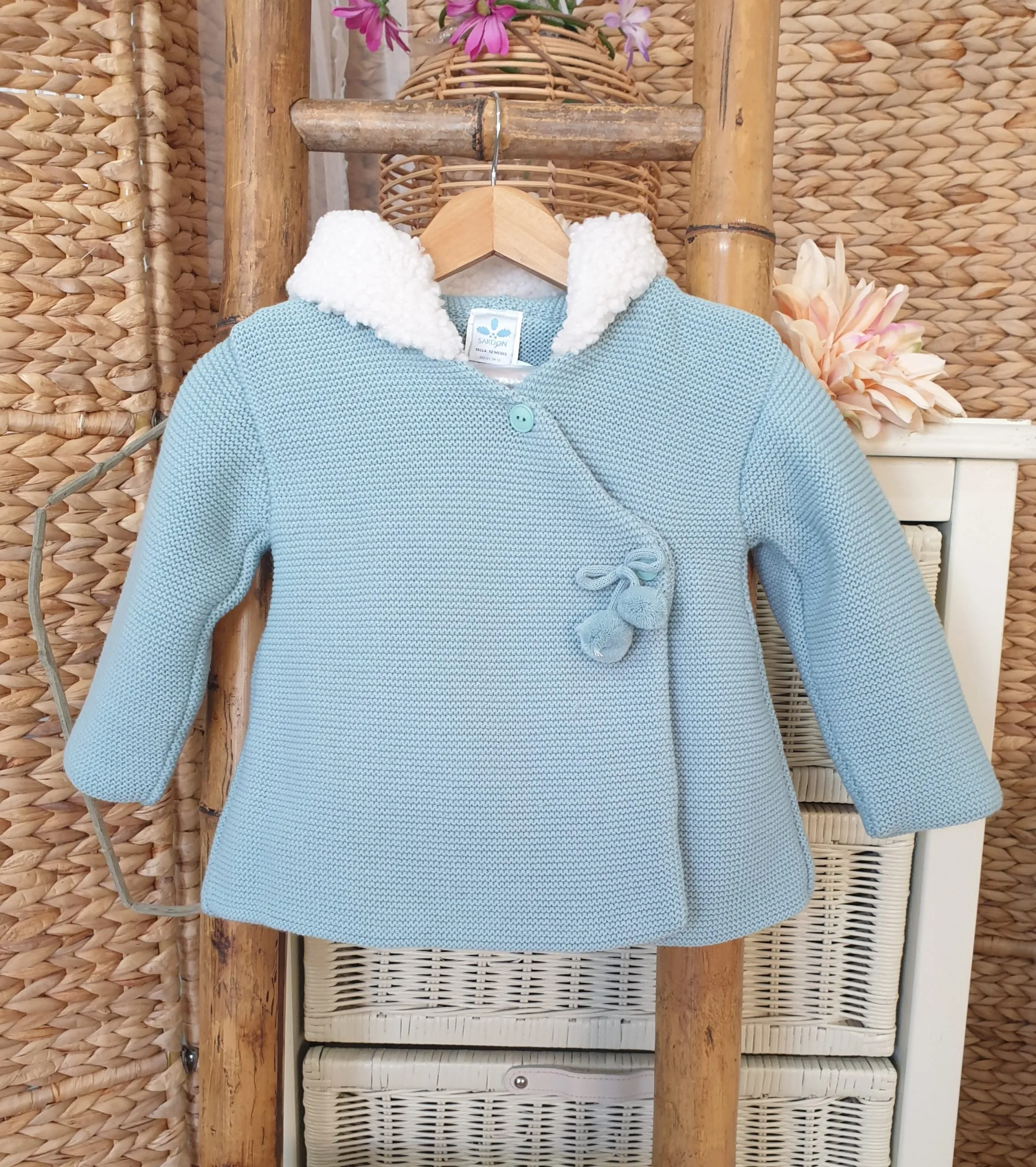 A Abrigo capucha punto  R450077 Verde agua