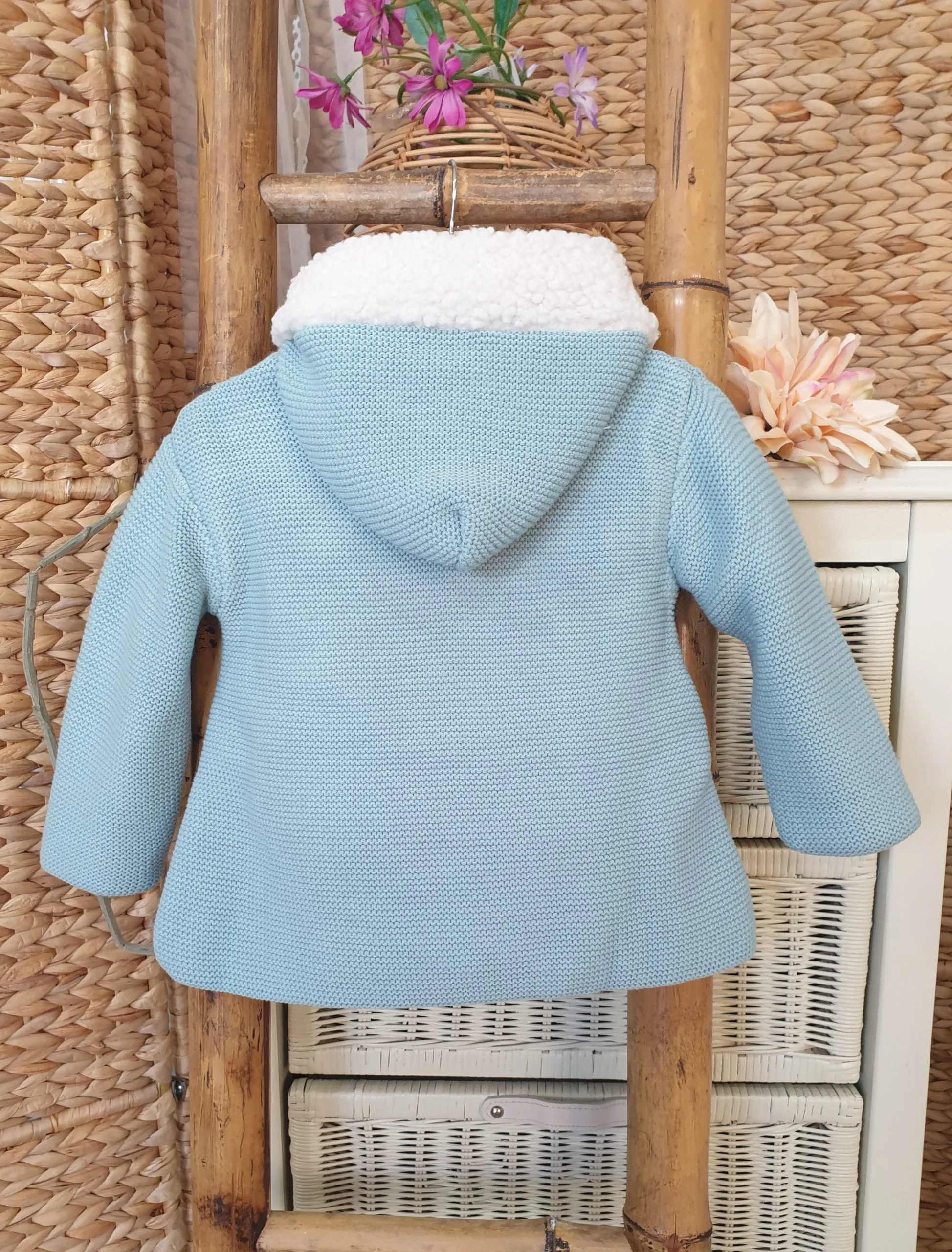 A Abrigo capucha punto  R450077 Verde agua