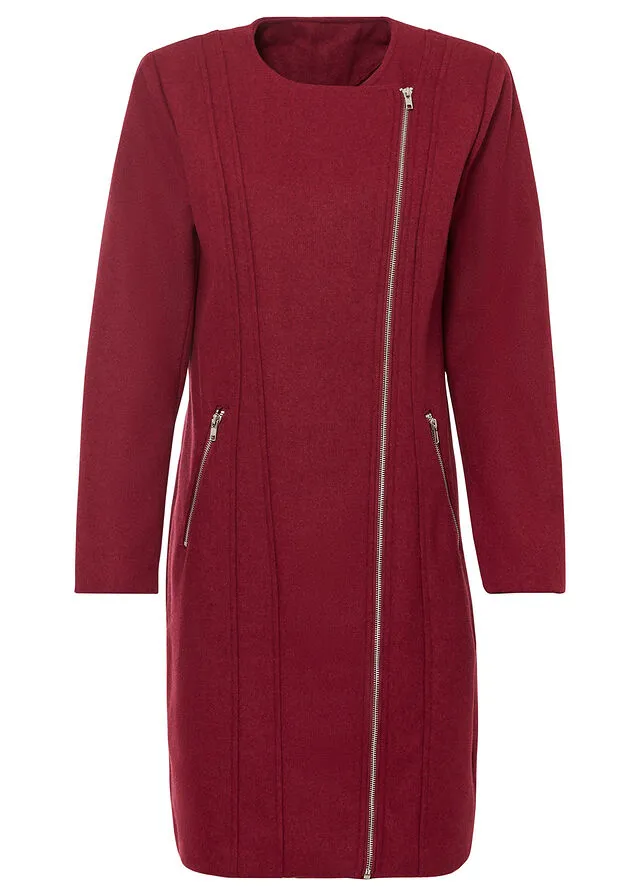 Abrigo con aspecto de lana Rojo azalea