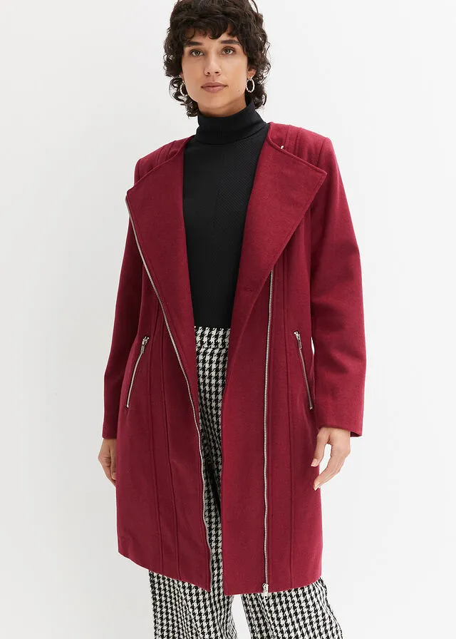 Abrigo con aspecto de lana Rojo azalea