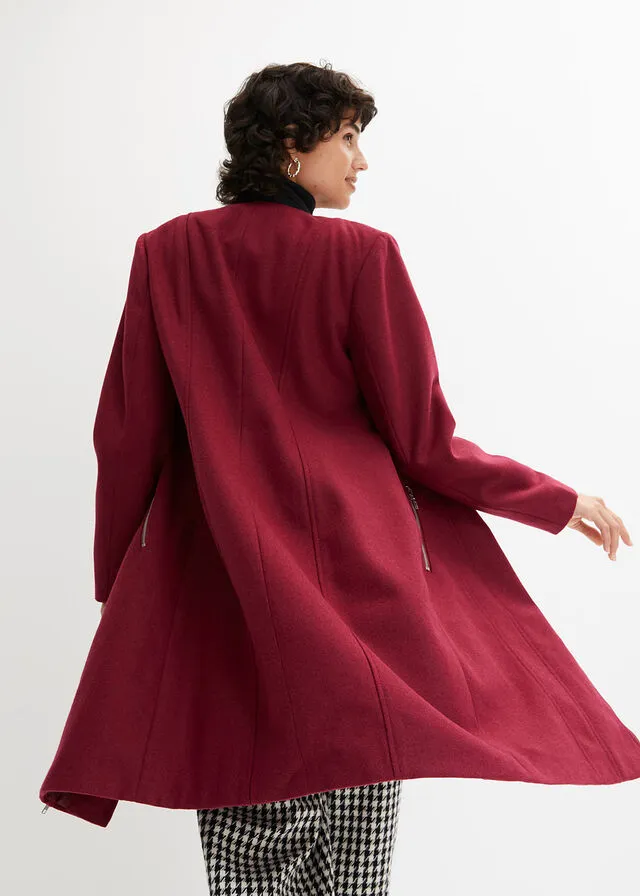 Abrigo con aspecto de lana Rojo azalea
