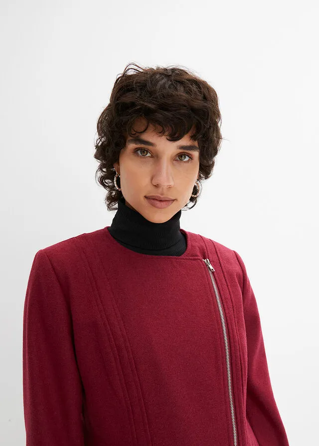Abrigo con aspecto de lana Rojo azalea