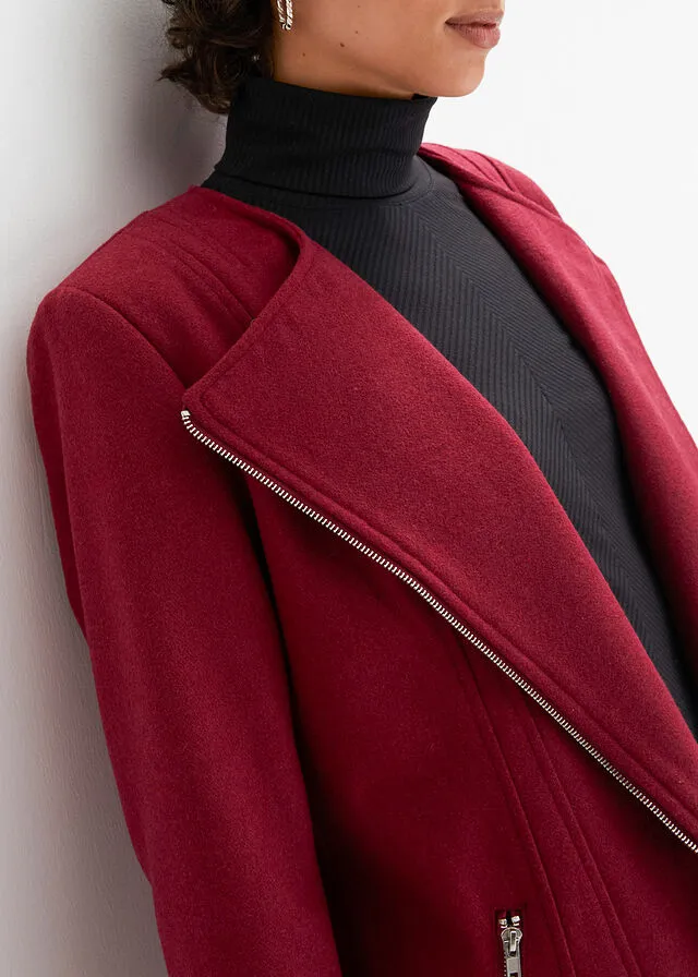 Abrigo con aspecto de lana Rojo azalea