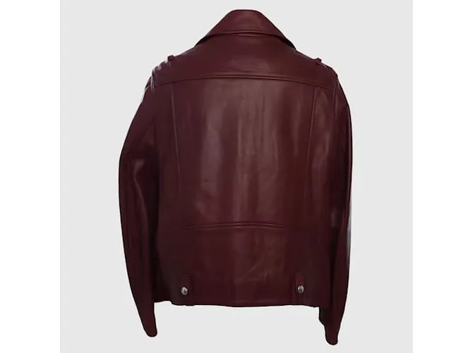 Acne Chaqueta motera con cremallera roja oscura 