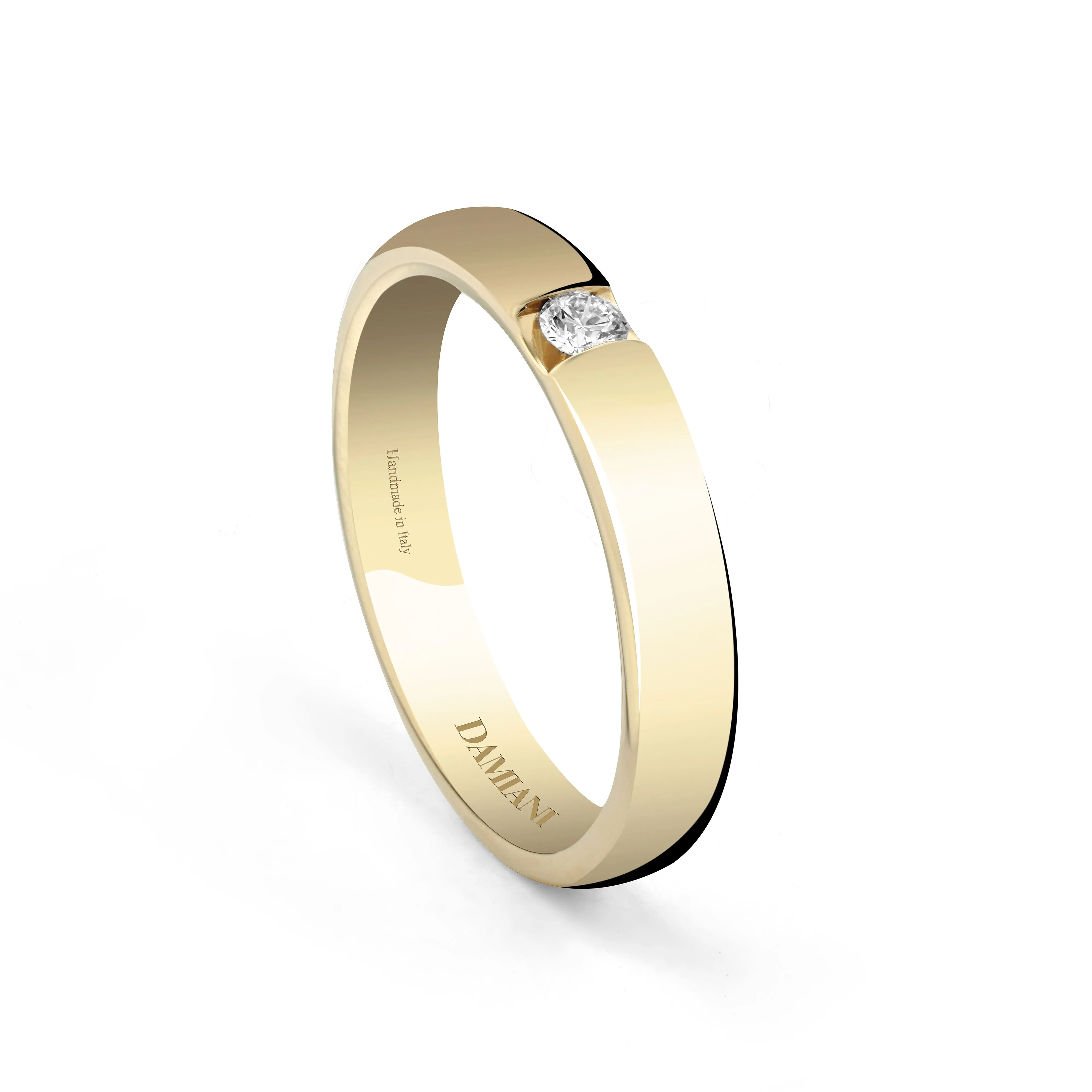 Alianza de boda de oro amarillo y diamante externo, 2,70 mm.