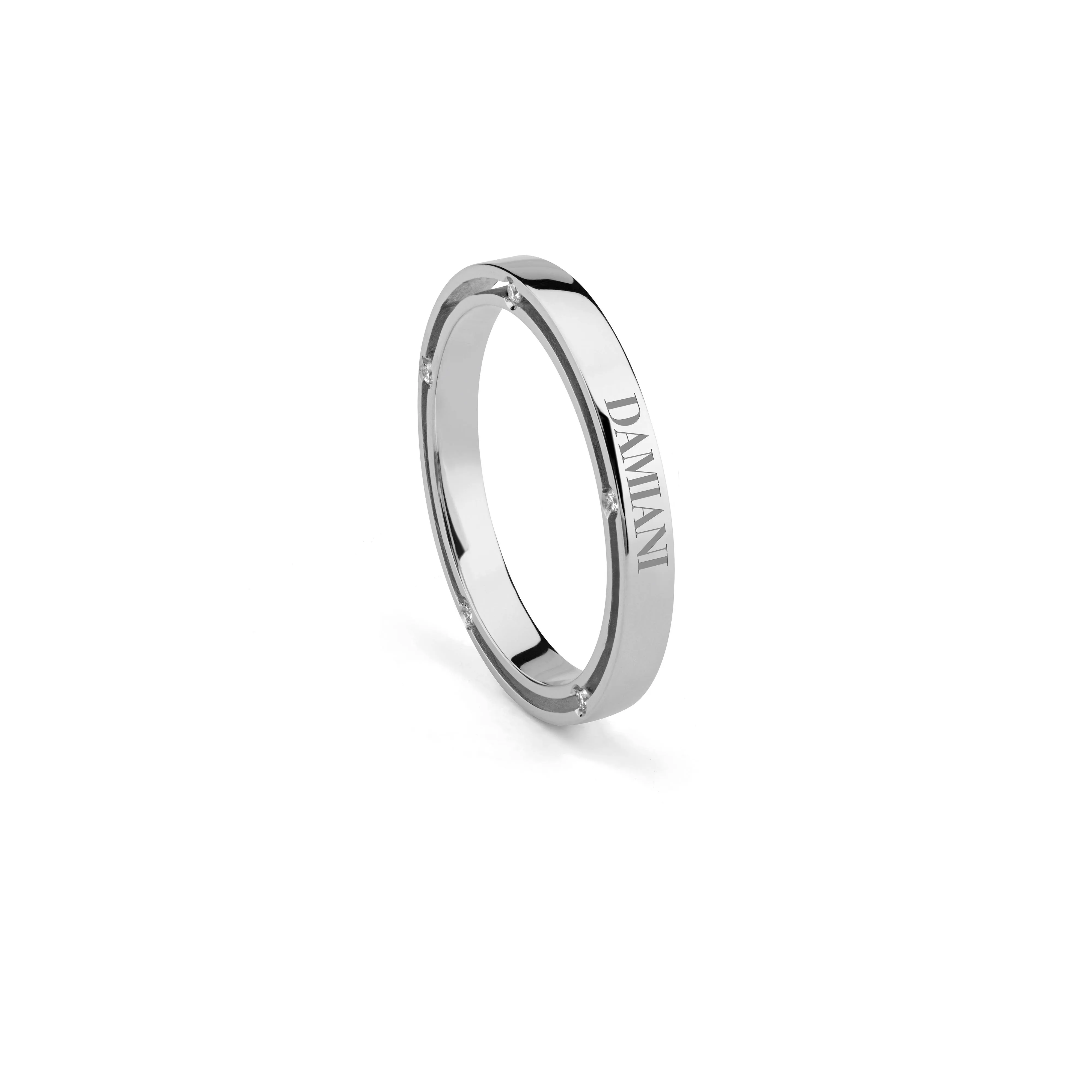 Alianza de boda de oro blanco y diamante, 2,50 mm.