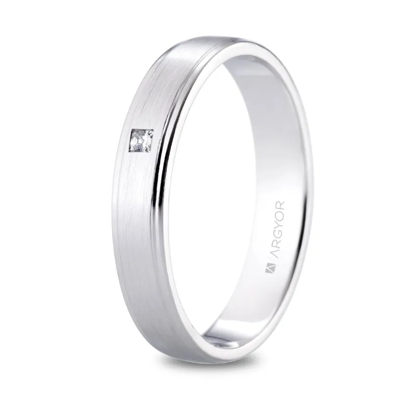 Alianza "Argyor" Diamante/Satinada Platino 4mm (05901040P)