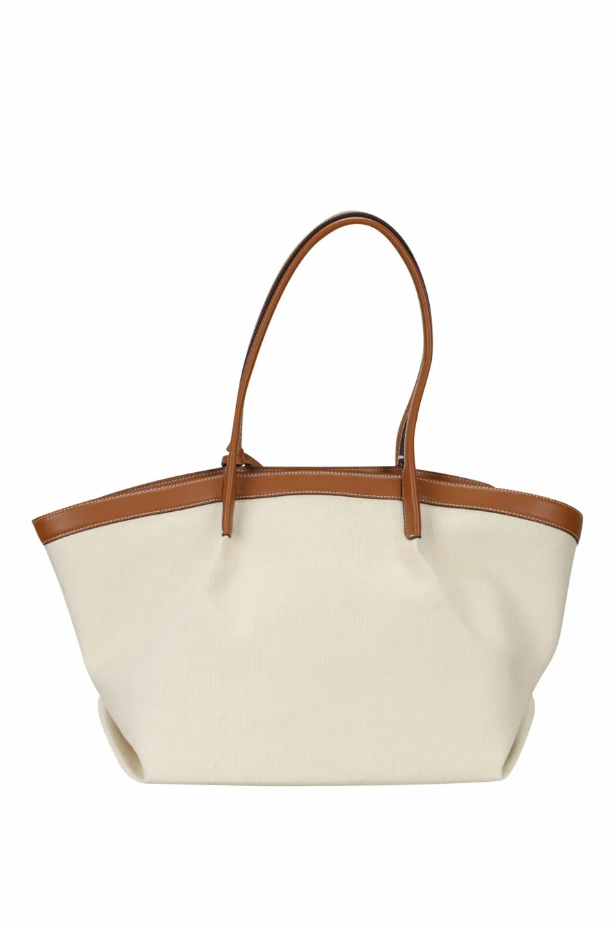 Bolso de hombro beige con maxilogo firma marrón