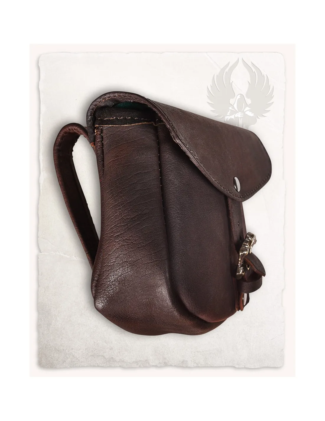 Bolso medieval León, tipo riñonera en marrón (20x18 cm.)