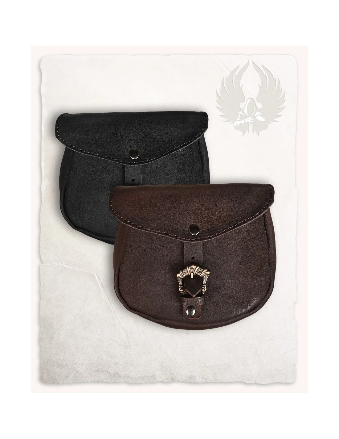 Bolso medieval León, tipo riñonera en marrón (20x18 cm.)
