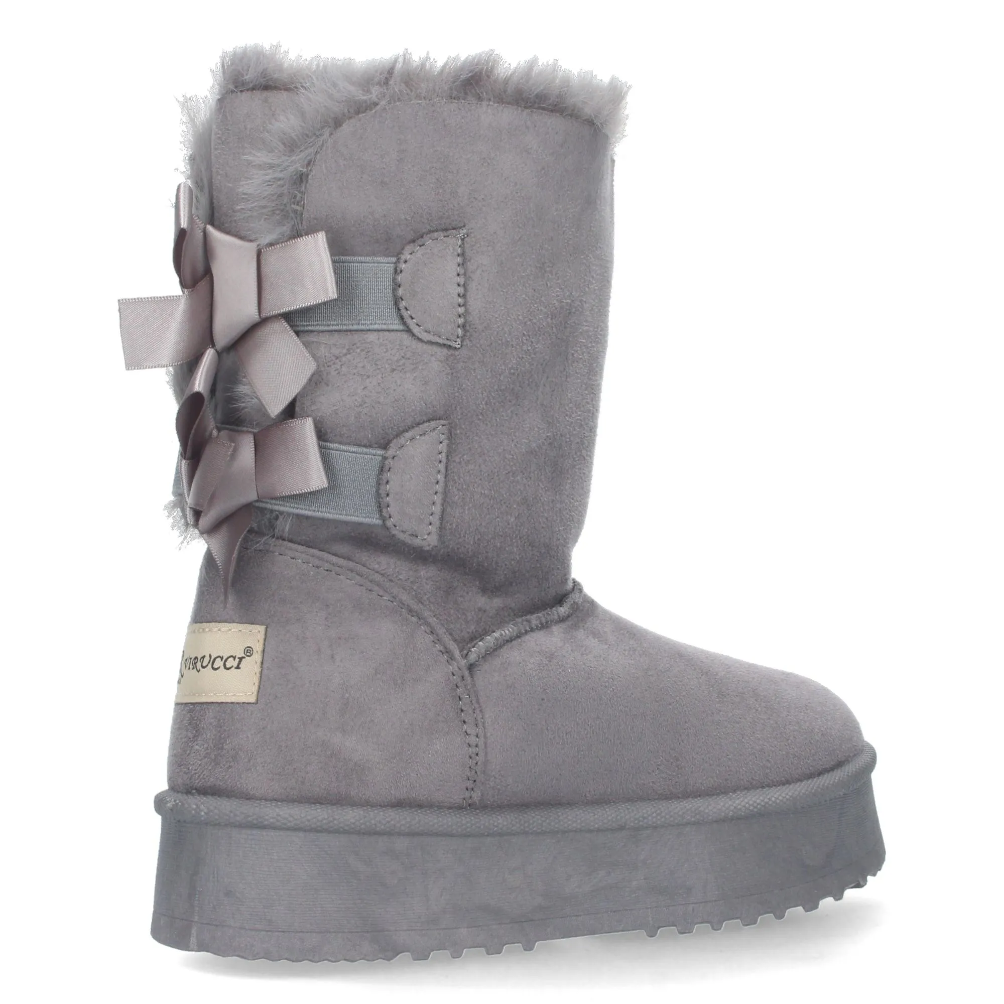 Botas australianas altas de plataforma lazos para mujer color gris