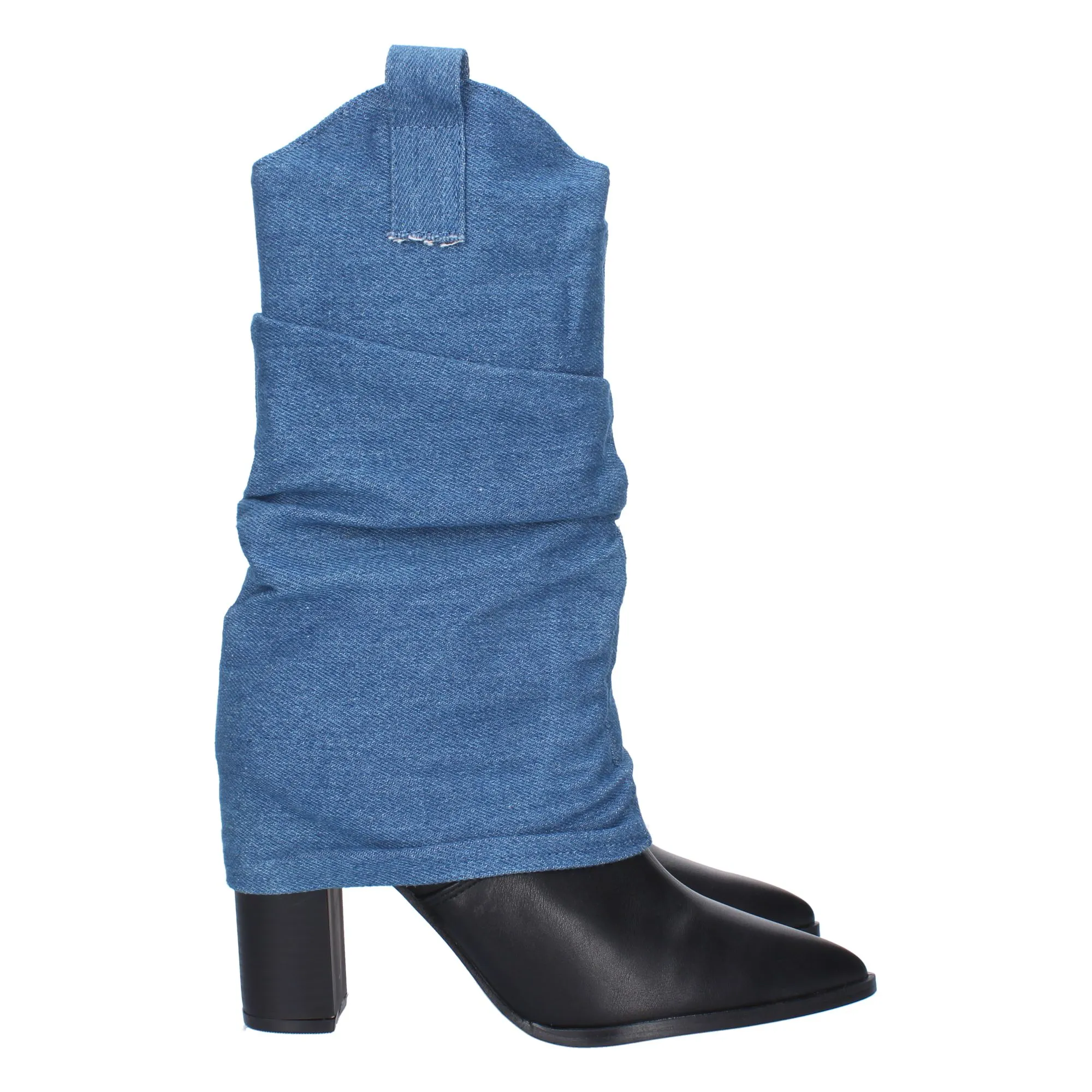 BOTAS DE TACóN FORRADAS DE TELA VAQUERA JEANS EN COLOR AZUL MUJER YZ2335