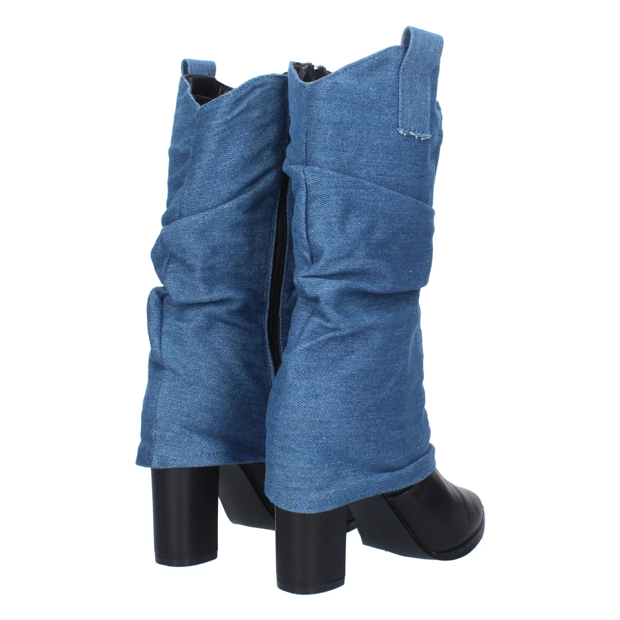 BOTAS DE TACóN FORRADAS DE TELA VAQUERA JEANS EN COLOR AZUL MUJER YZ2335