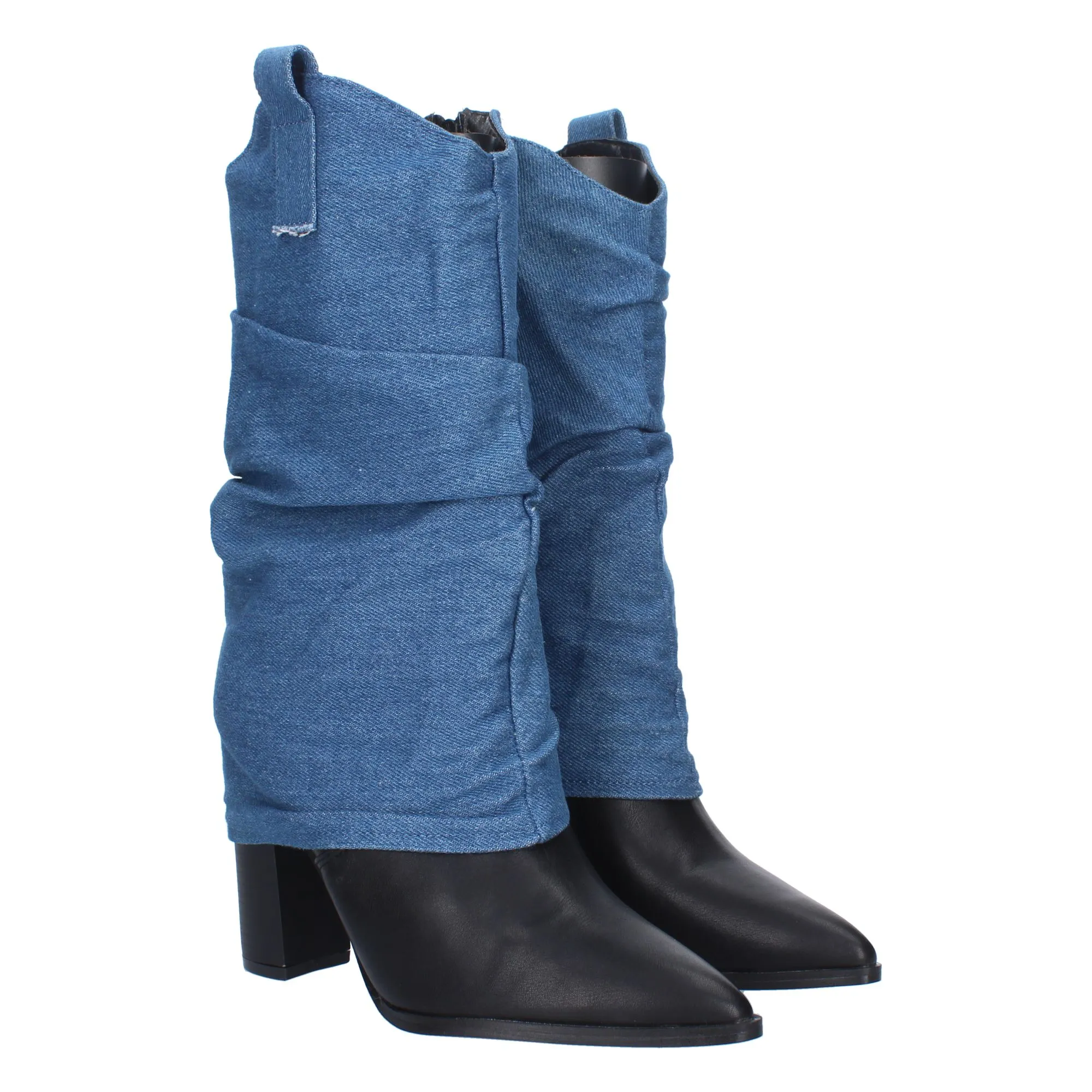 BOTAS DE TACóN FORRADAS DE TELA VAQUERA JEANS EN COLOR AZUL MUJER YZ2335