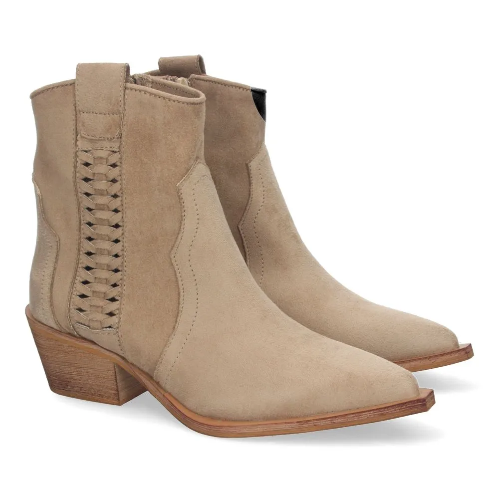 Botines Elegantes de Mujer con Tacón Detalles Trenzado Cómodos Cierre de Cremallera y Puntera Fina P