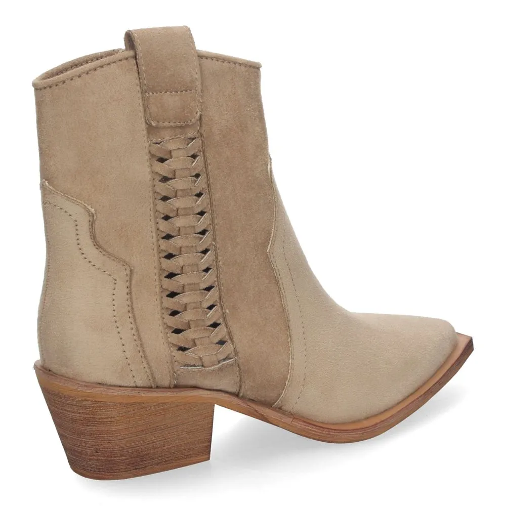 Botines Elegantes de Mujer con Tacón Detalles Trenzado Cómodos Cierre de Cremallera y Puntera Fina P