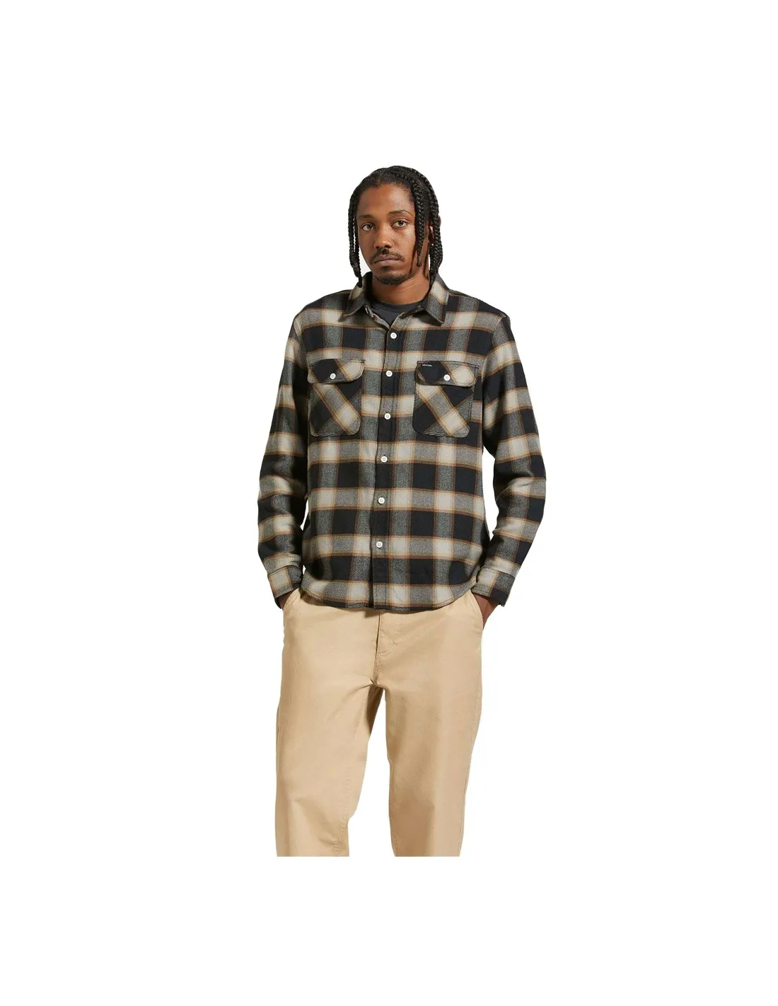 BRIXTON 20TH ANNIV BOWERY FLANNEL BLACK/CREAM