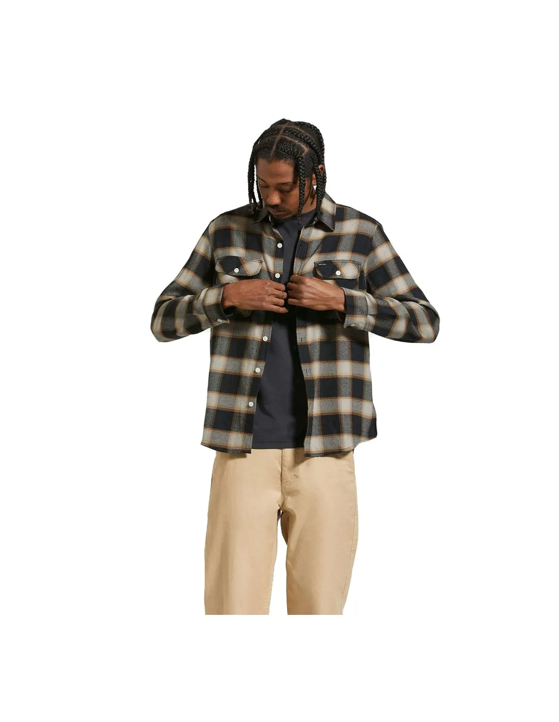 BRIXTON 20TH ANNIV BOWERY FLANNEL BLACK/CREAM