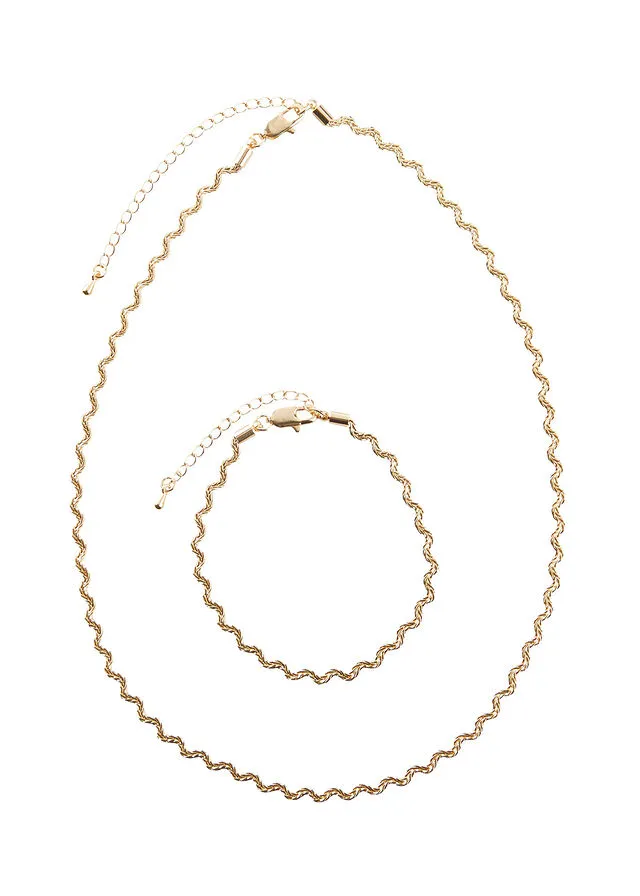 Cadena y pulsera (set de bisutería) Dorado