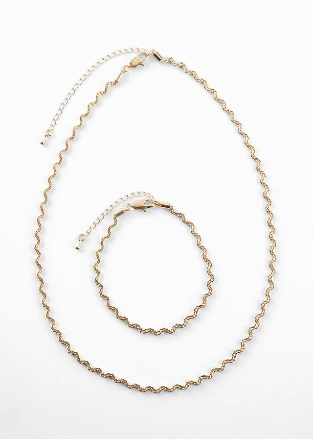 Cadena y pulsera (set de bisutería) Dorado