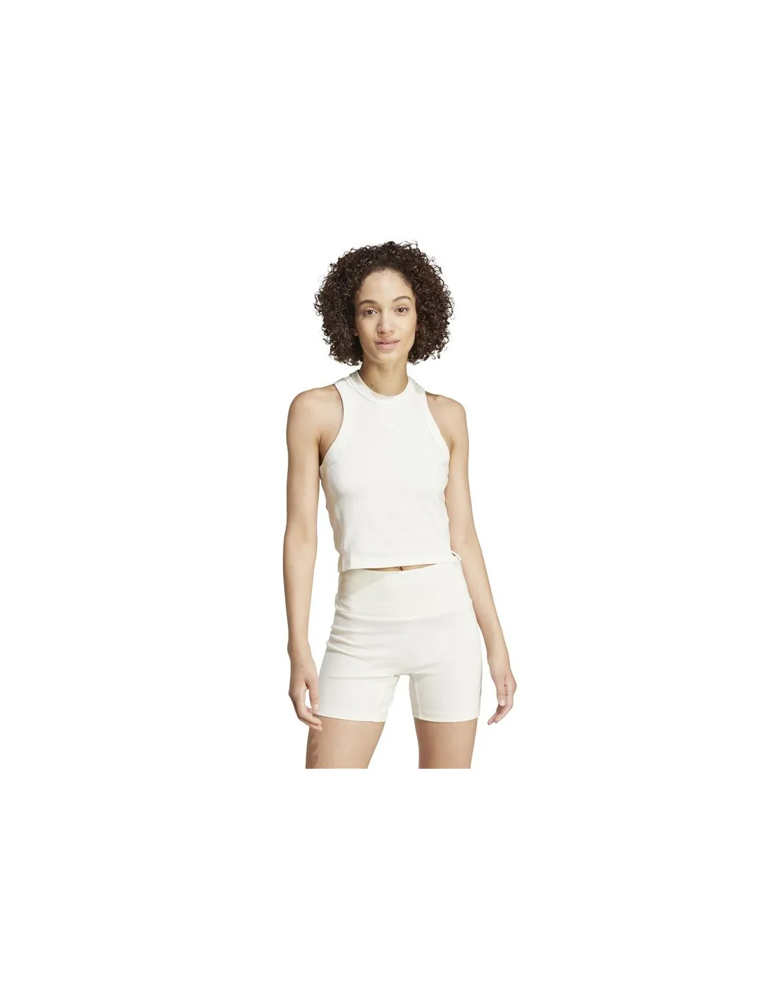 Camiseta adidas Lounge Rib Cropped Tank Top Mujer Blanco