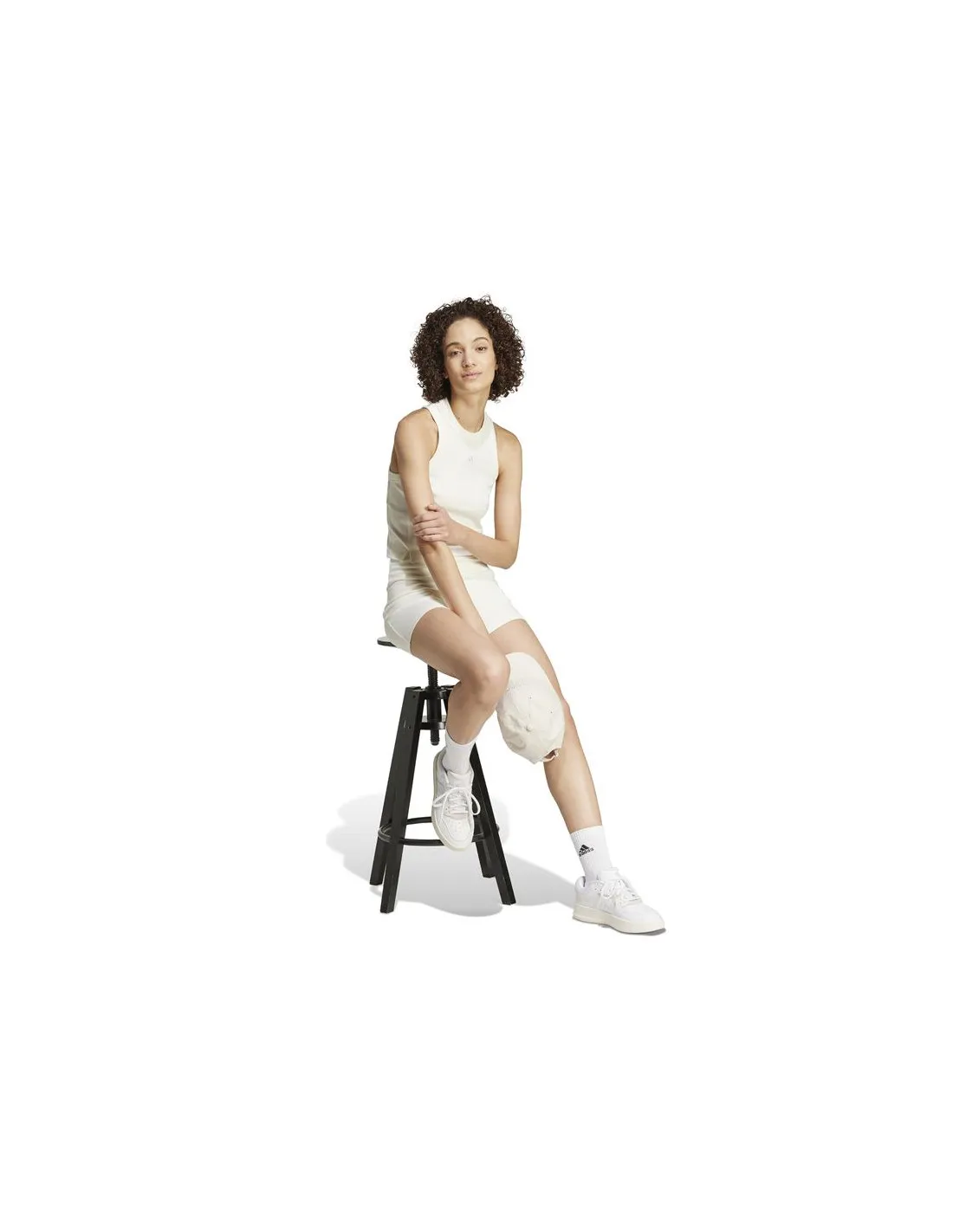 Camiseta adidas Lounge Rib Cropped Tank Top Mujer Blanco
