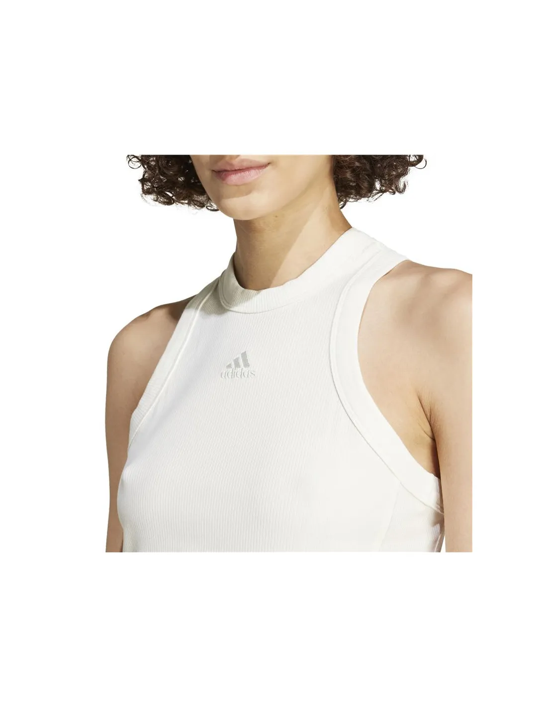 Camiseta adidas Lounge Rib Cropped Tank Top Mujer Blanco