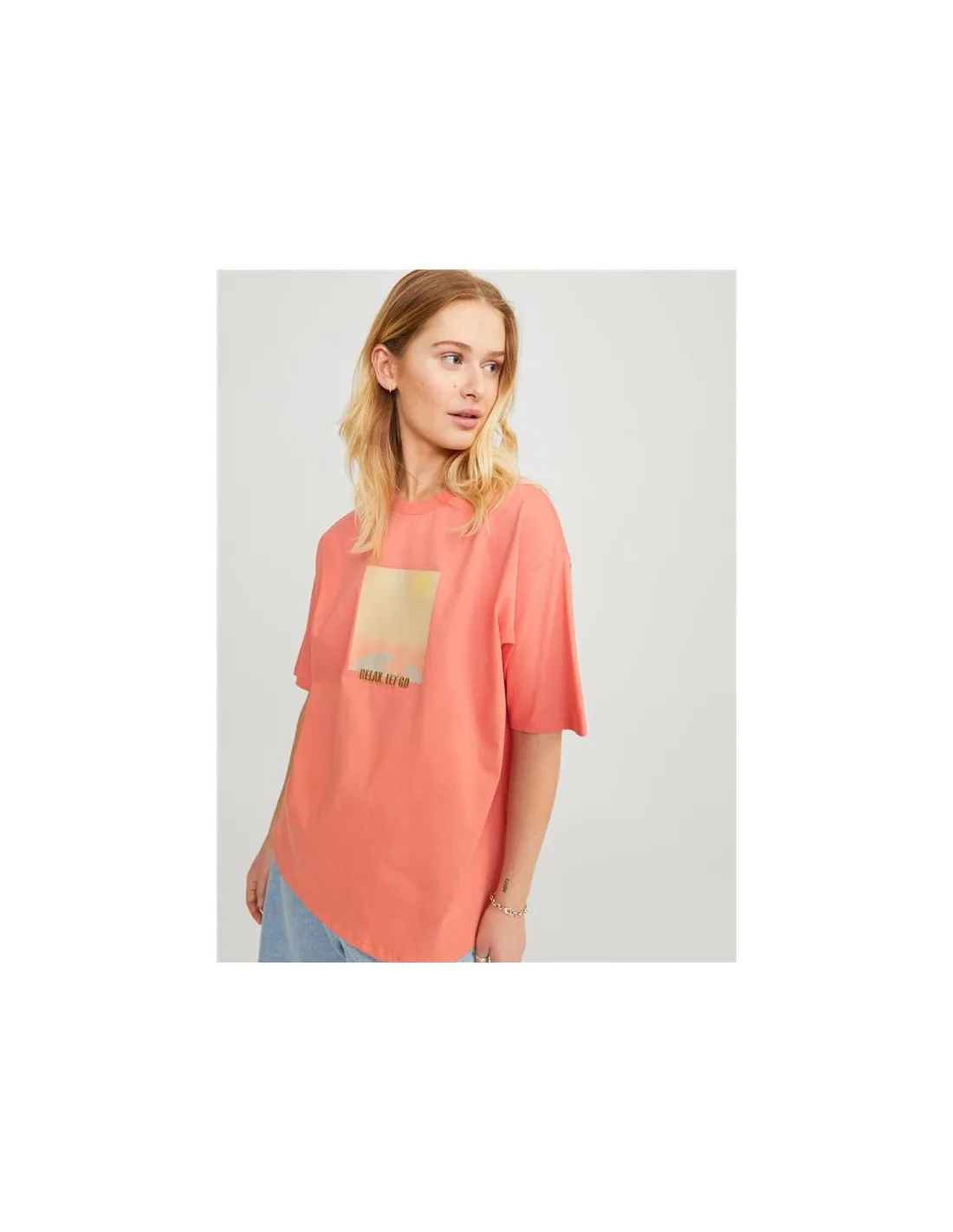 Camiseta Jack & Jones Jxpaige Mujer Coral