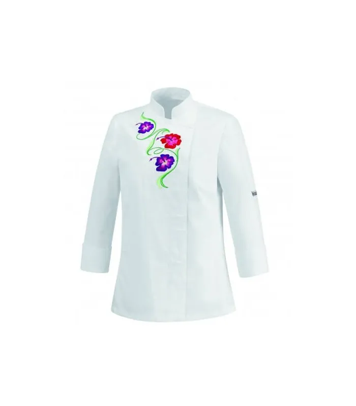 Casaca de cocina mujer Flowers White