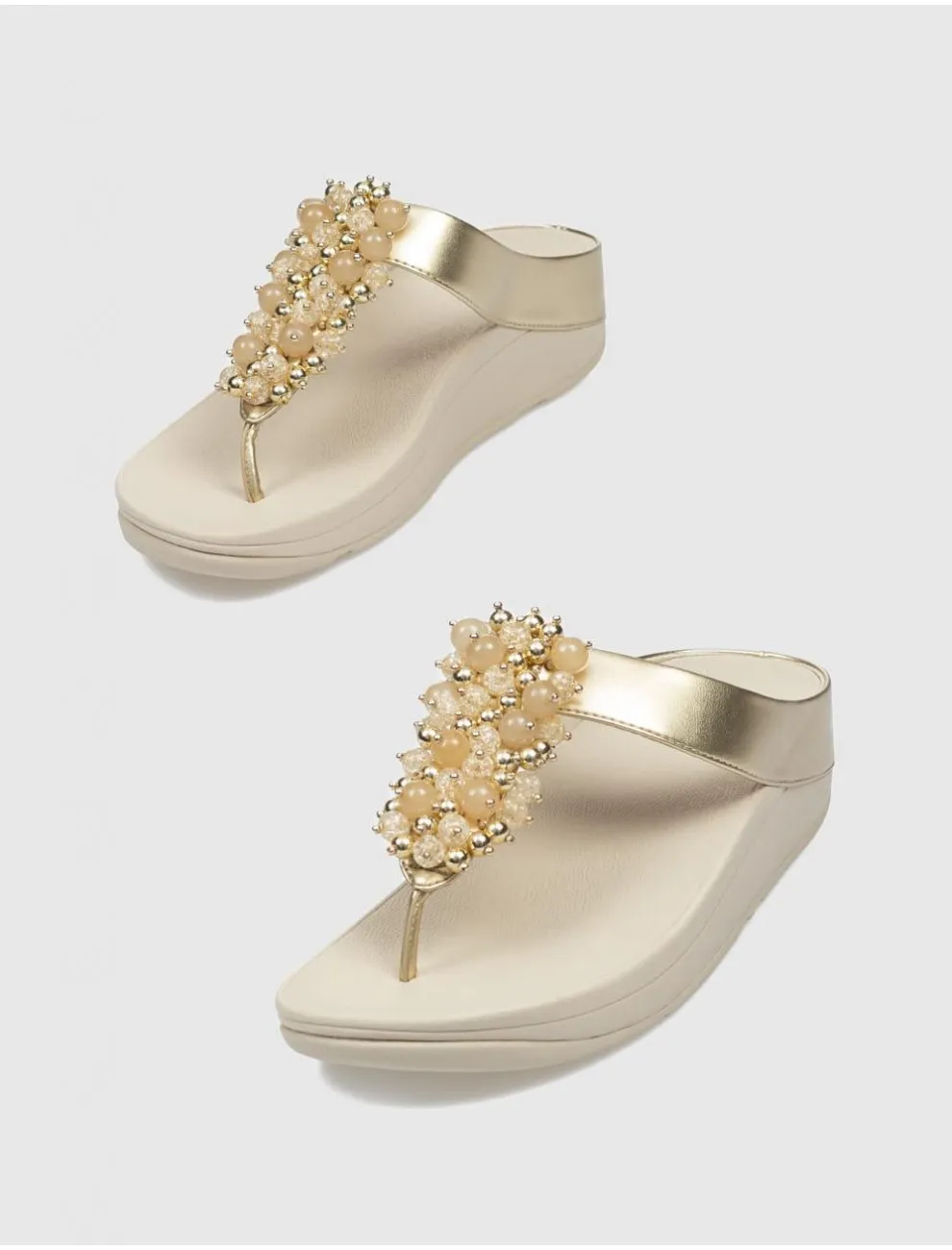 CHANCLA FLIP FLOP FINO BAUBLE BEAD TOEPOST PLATINO