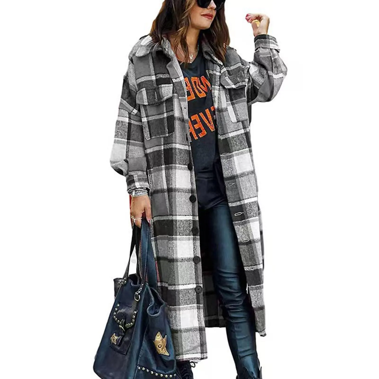 Chaqueta de mujer \ 's para casual solapa a cuadros chaqueta de lana abrigo para la vida diaria de compras de trabajo