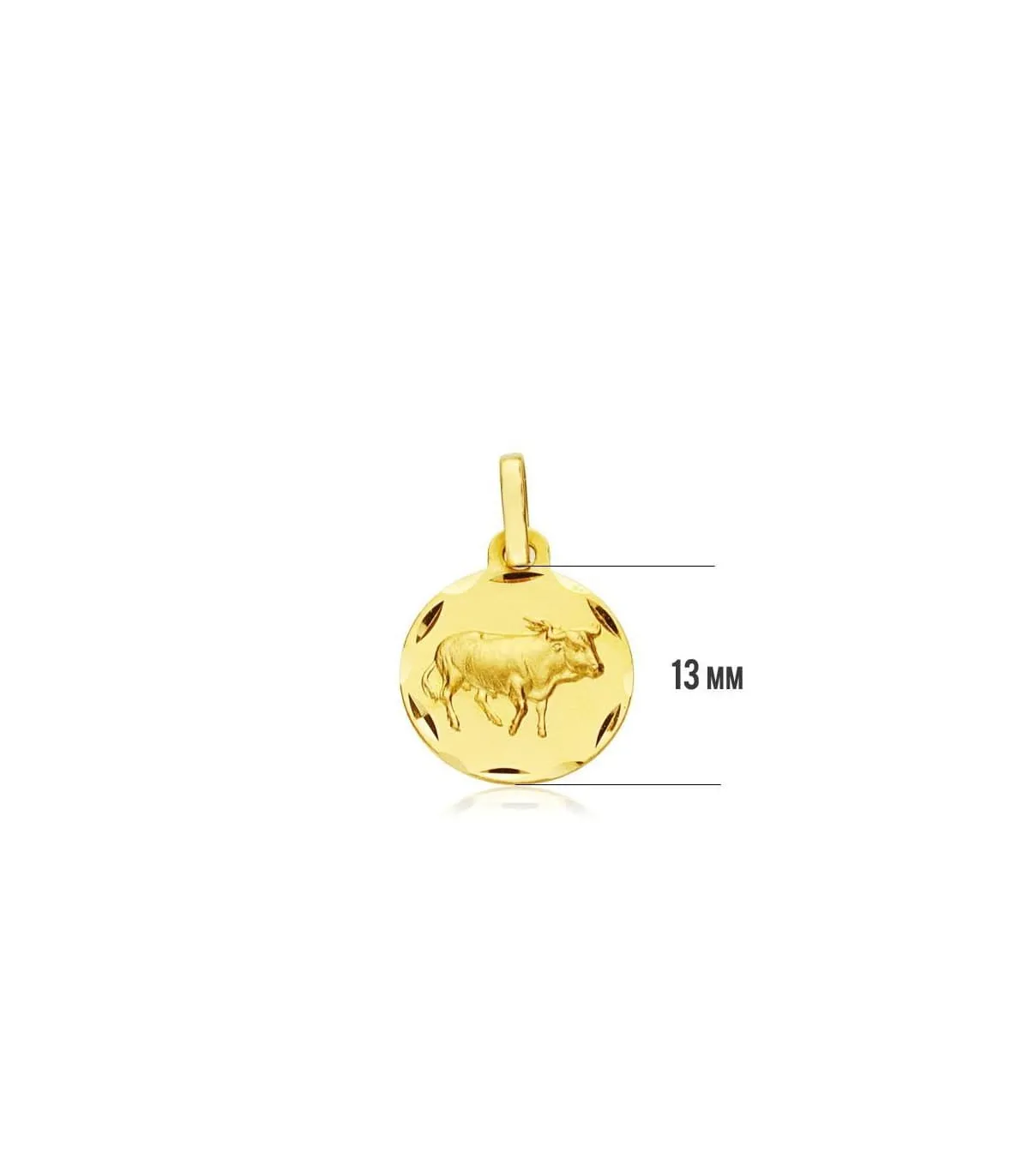 Colgante Horóscopo Tauro tallado 18 Ktes 13mm