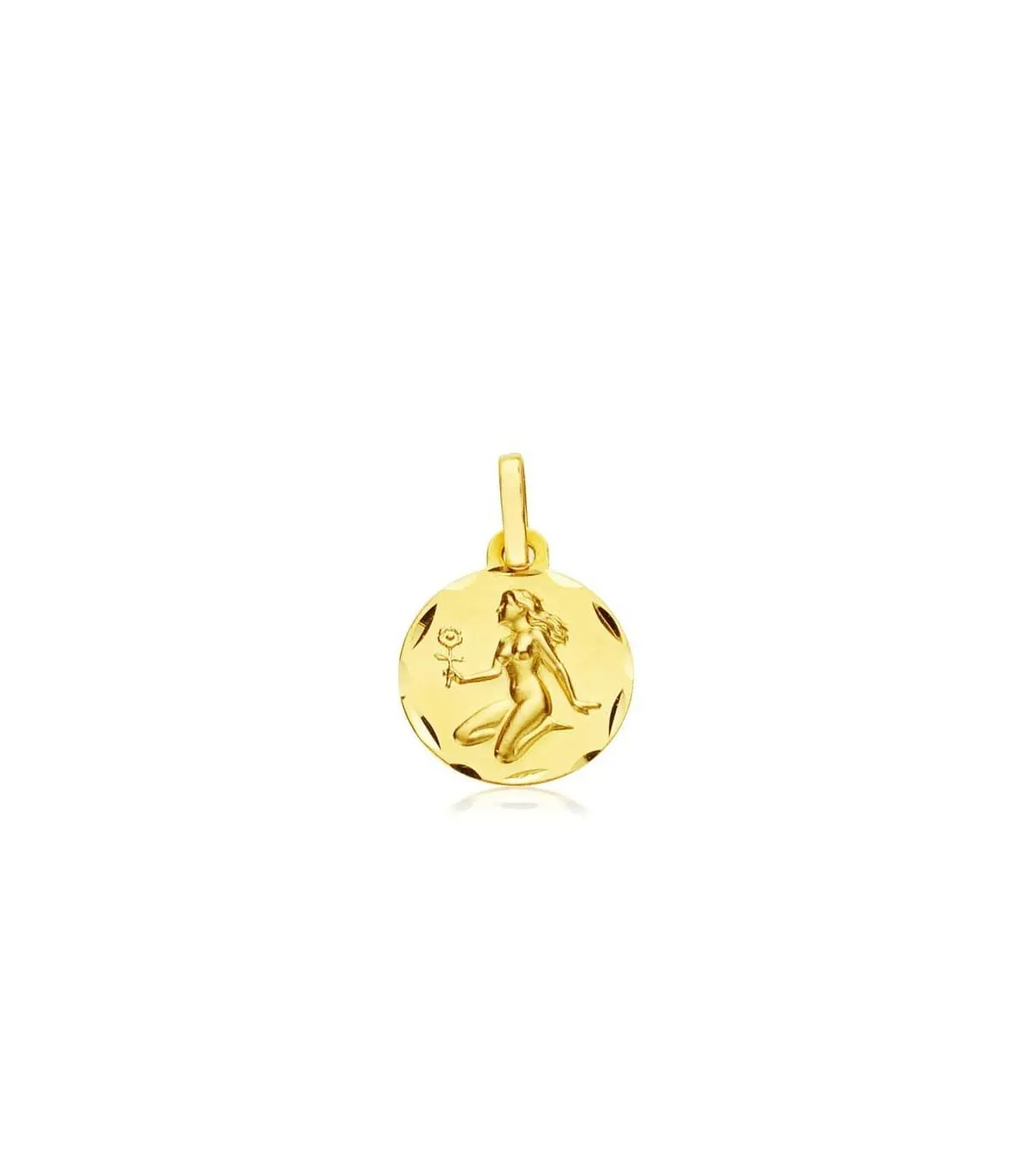 Colgante Horóscopo Virgo tallado 18 Ktes 13mm