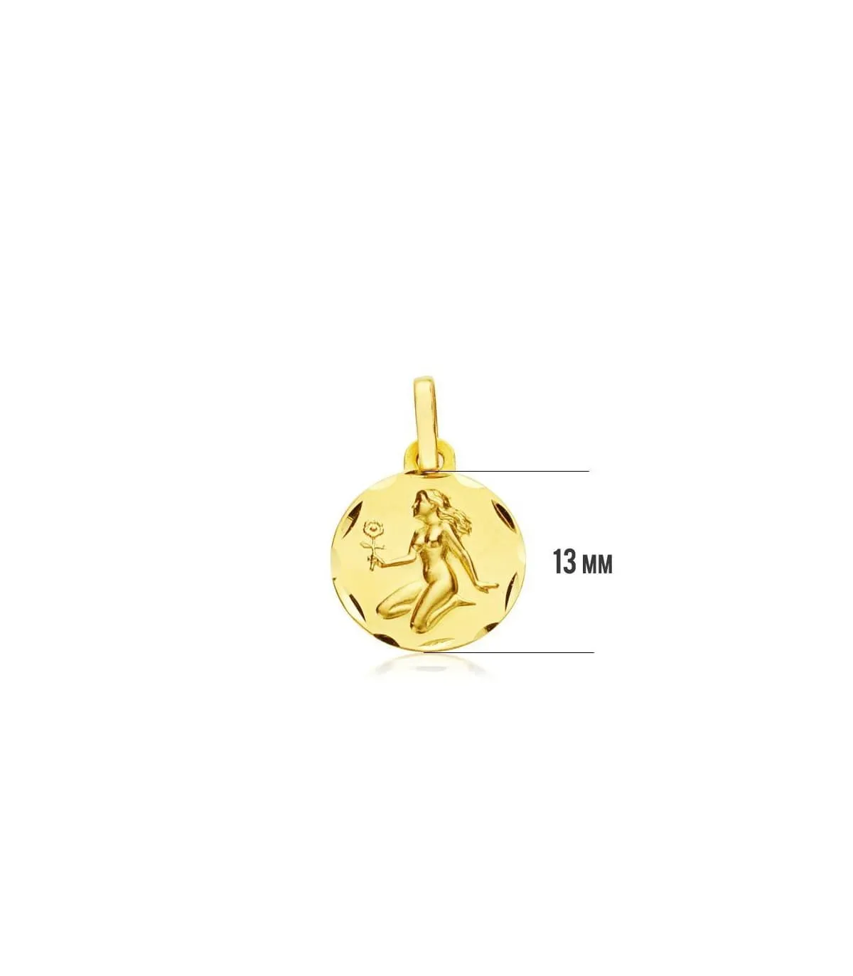 Colgante Horóscopo Virgo tallado 18 Ktes 13mm