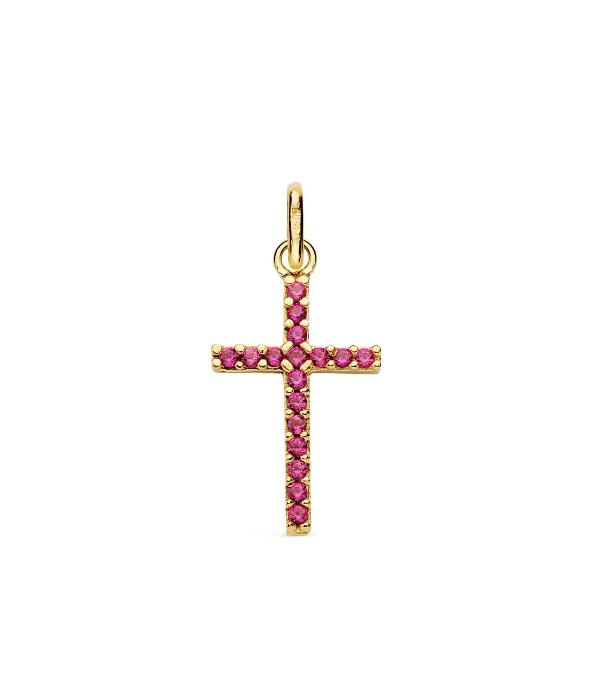 Cruz circonitas rosas 18 Ktes