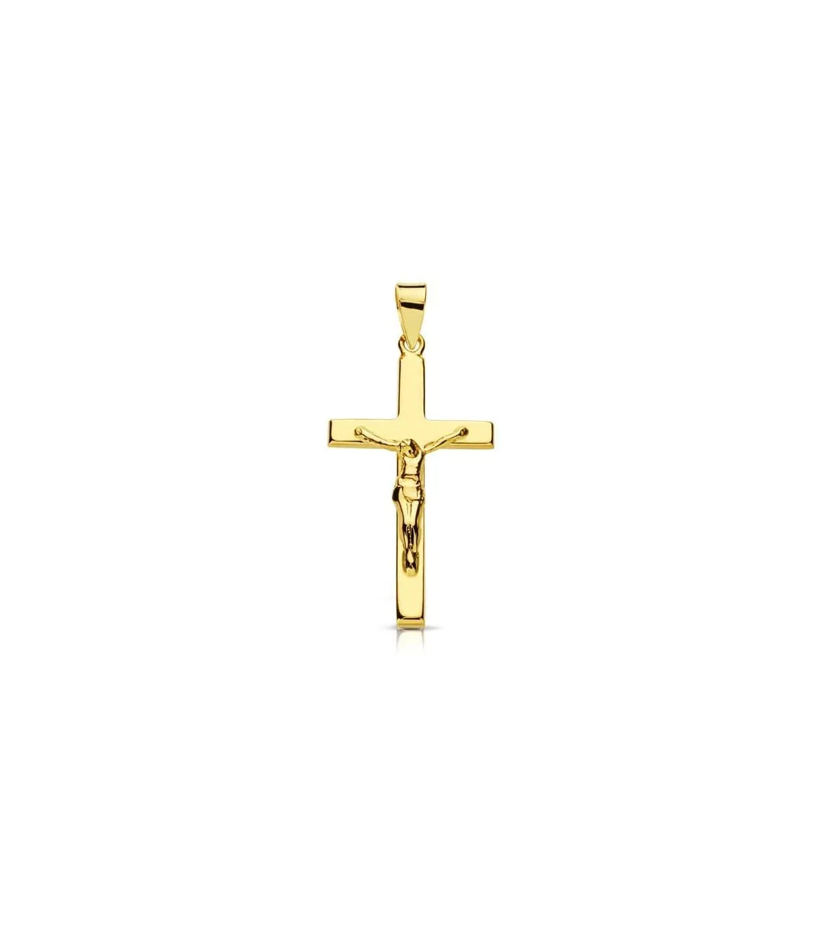 Cruz Cristo palo rectangular 18 Ktes 25mm