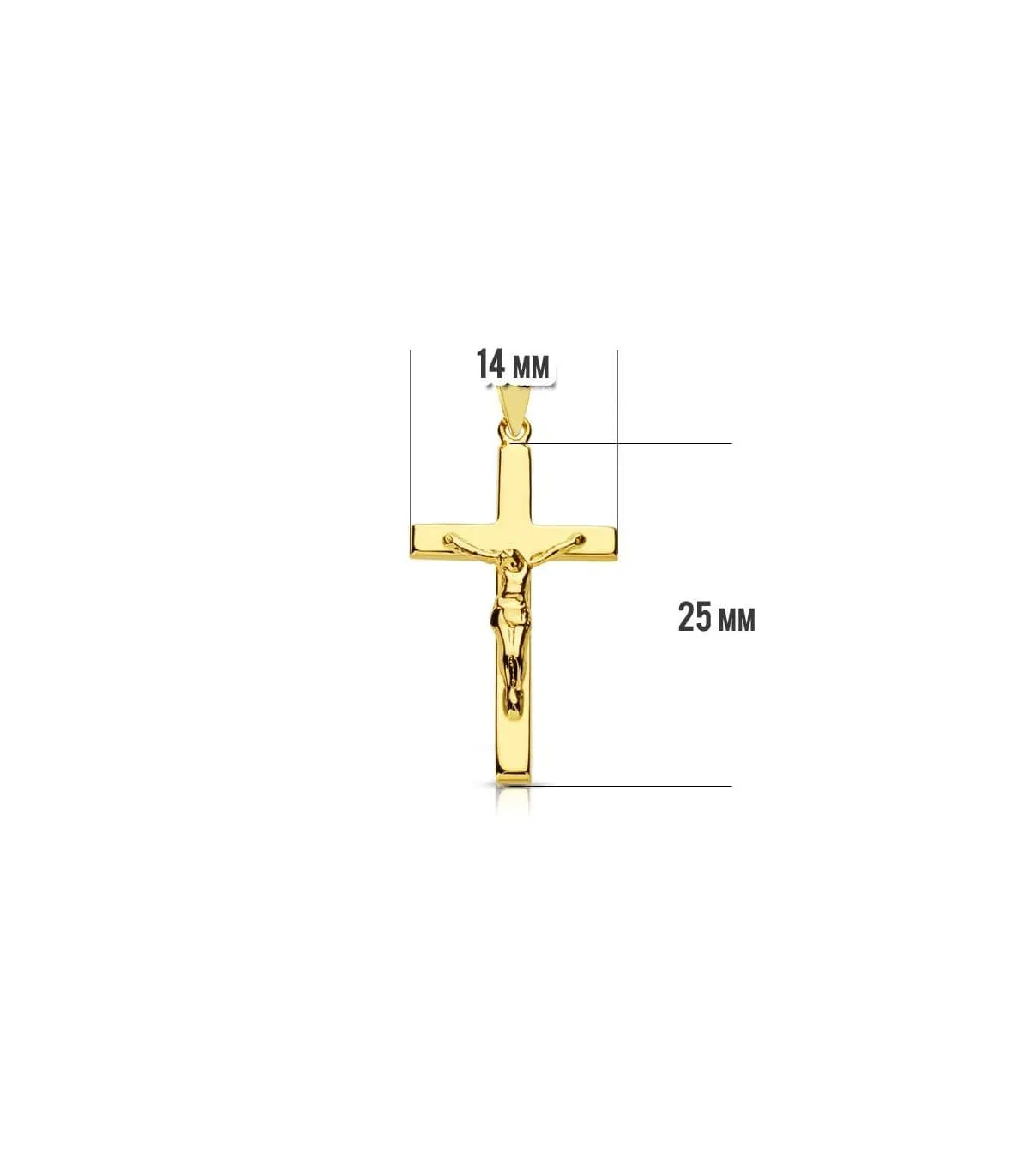 Cruz Cristo palo rectangular 18 Ktes 25mm