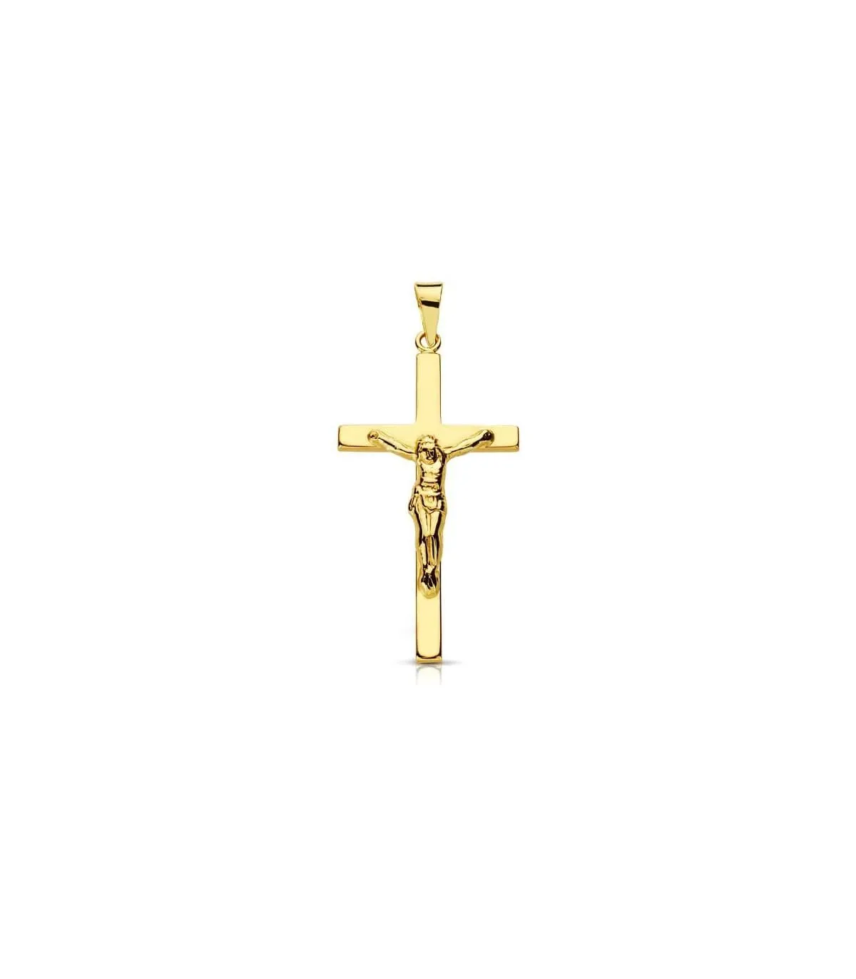 Cruz Cristo palo rectangular 18 Ktes 29 mm