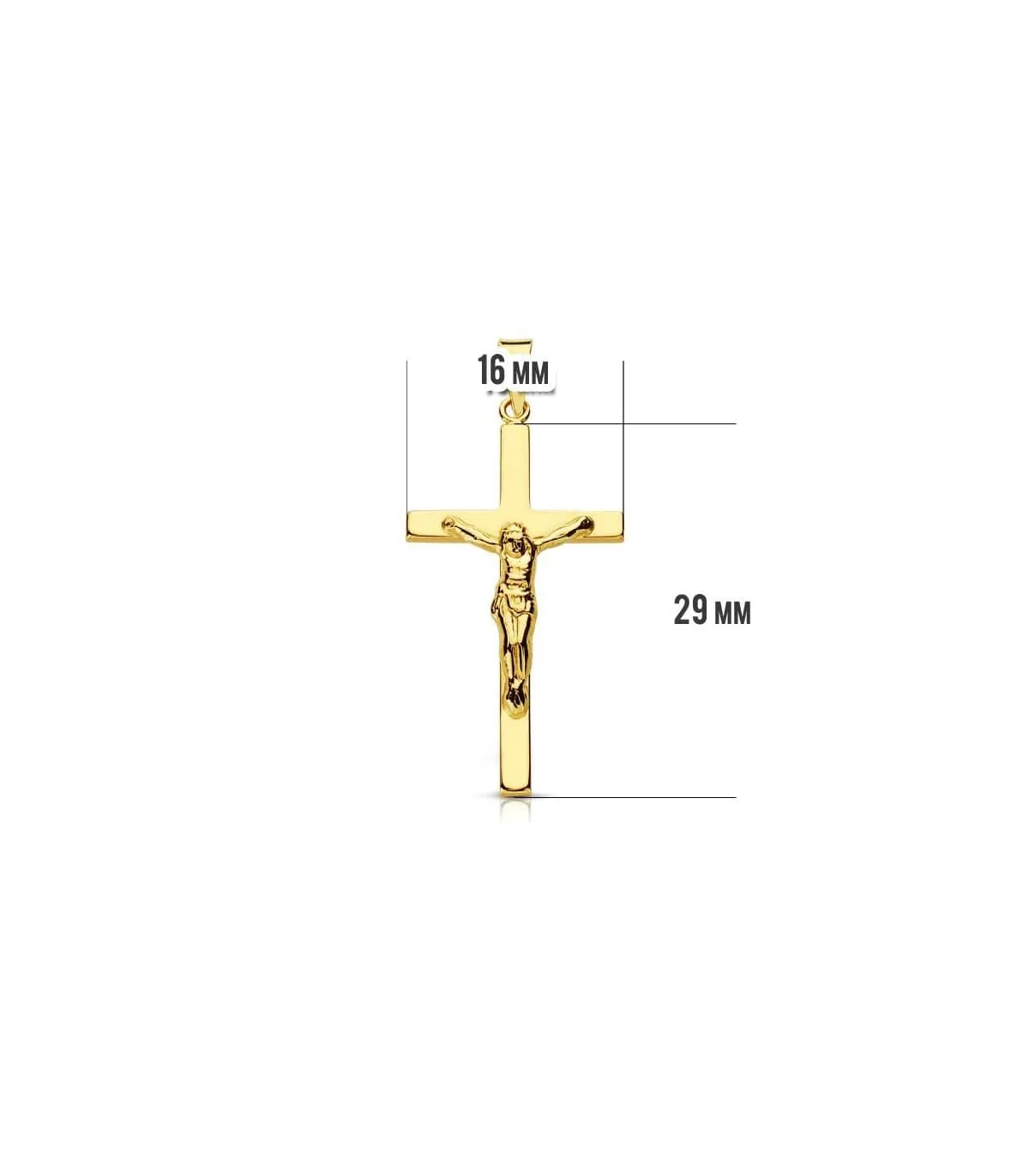 Cruz Cristo palo rectangular 18 Ktes 29 mm