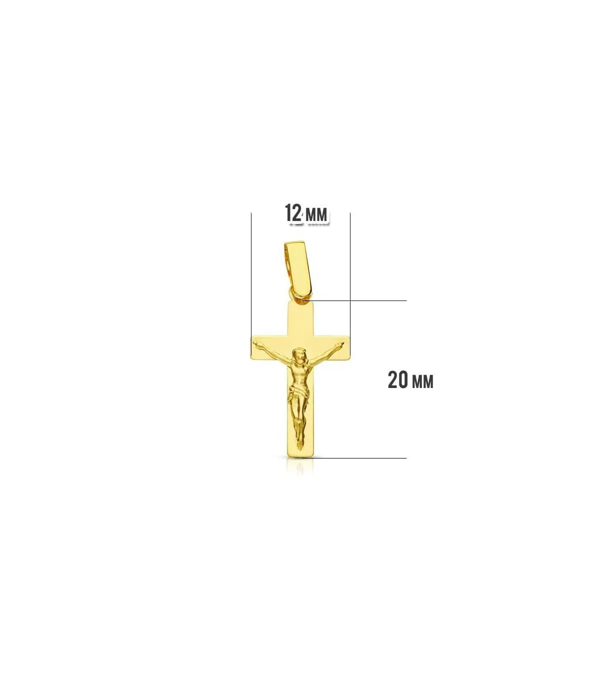 Cruz Cristo plana 18 Ktes 20 mm