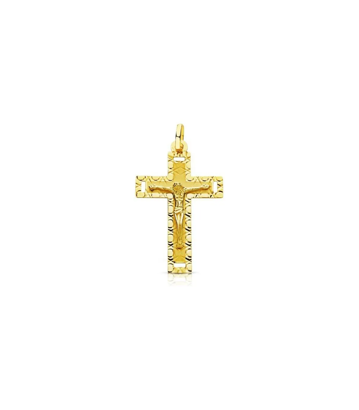 Cruz Cristo tallada 18 Ktes 32mm