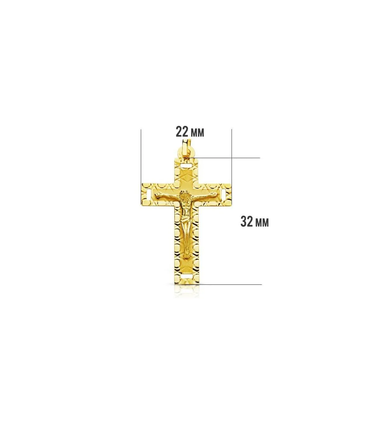 Cruz Cristo tallada 18 Ktes 32mm