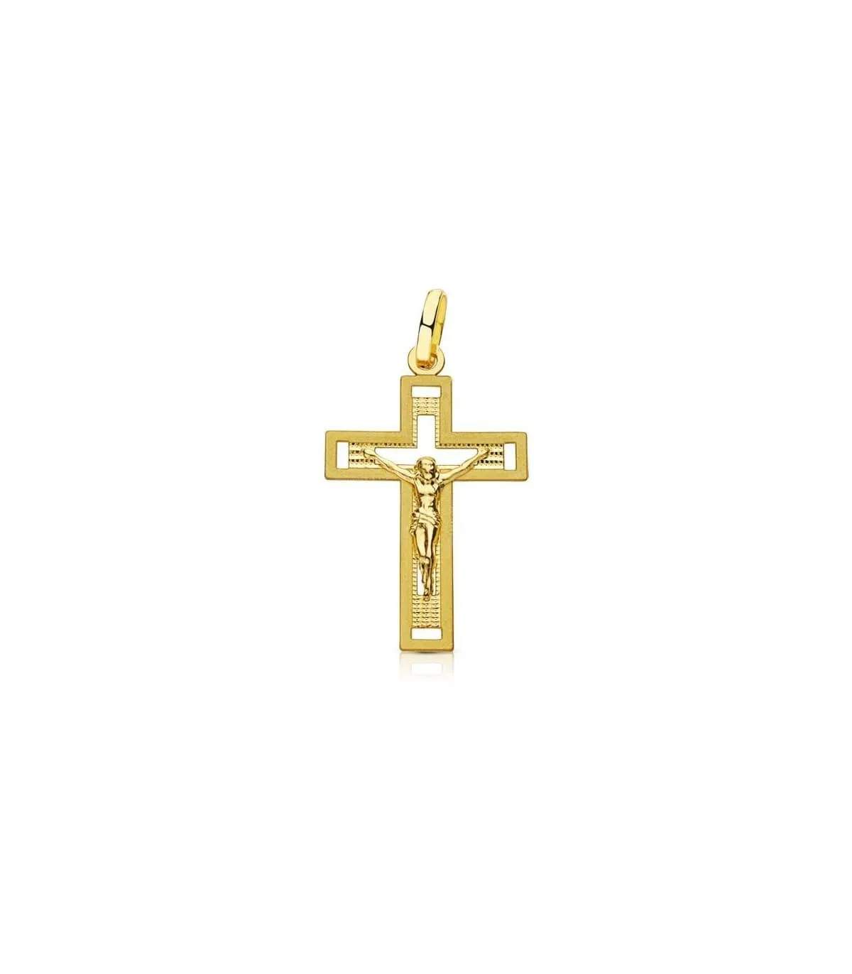 Cruz tallada de Cristo 18 Ktes 25mm