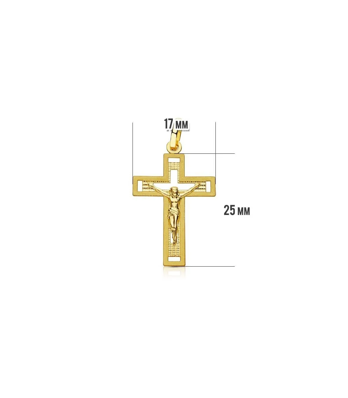Cruz tallada de Cristo 18 Ktes 25mm