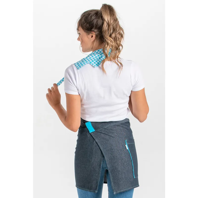 DELANTAL CORTO DENIM CON CUADRO AZUL  DYNEKE