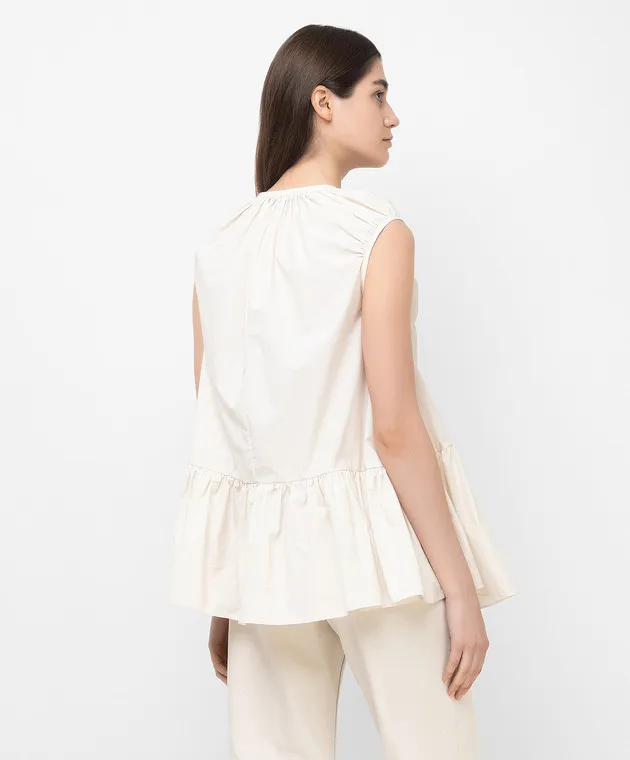 Deveaux Melanie Light Beige Ruffled Top
